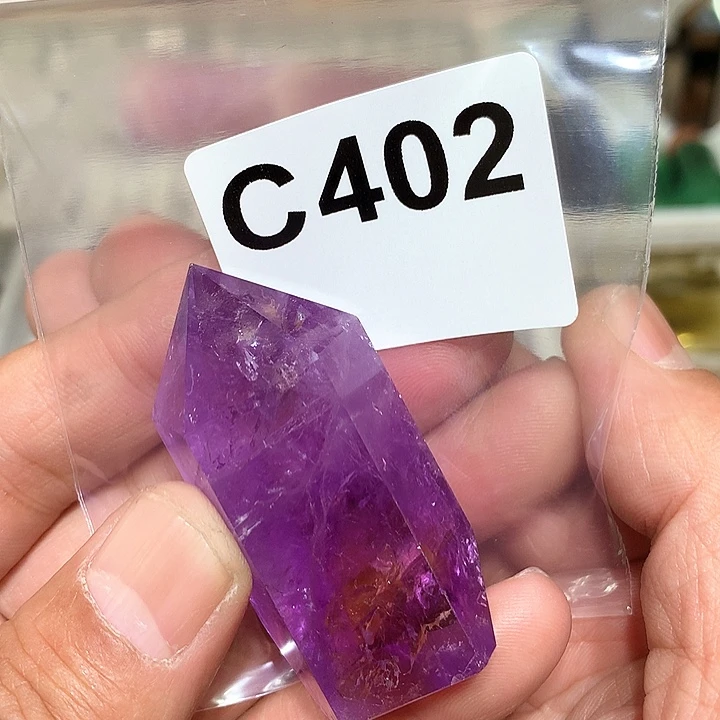 紫晶天然水晶柱子C402未镶嵌夭*