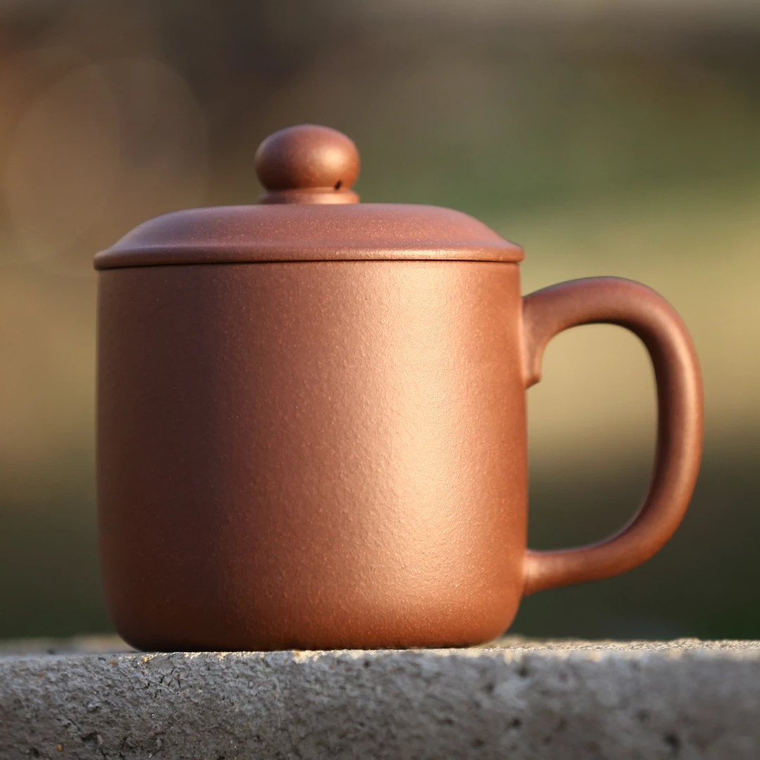 宜兴紫砂杯全手工半手工紫砂盖杯办公杯带盖底槽清大容量