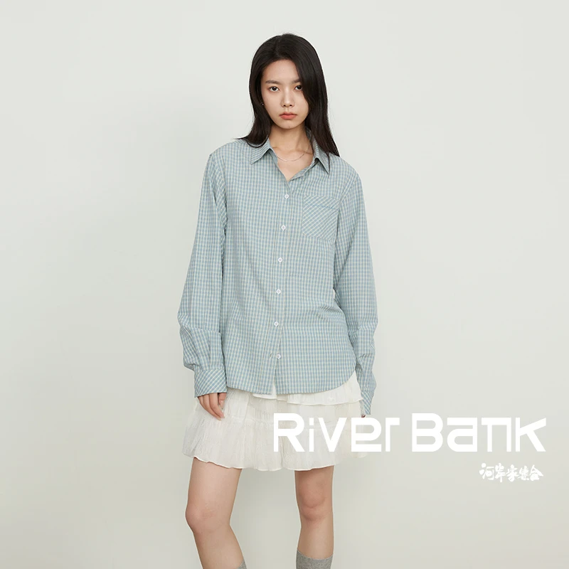 河岸家买手店设计师REREK休闲微宽松小格子刺绣衬衫女25春夏