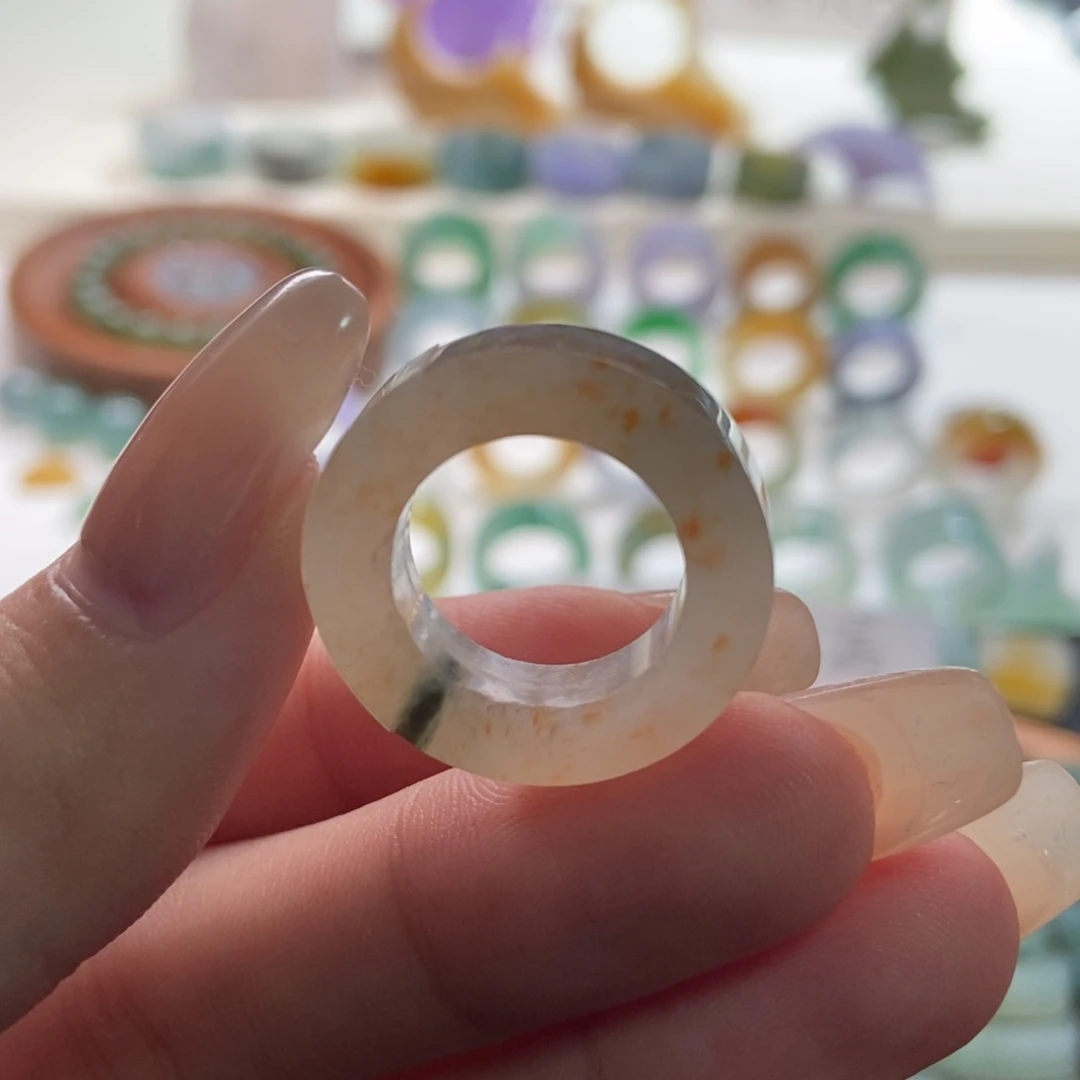 未镶嵌定制翡翠定制西柚色洒金