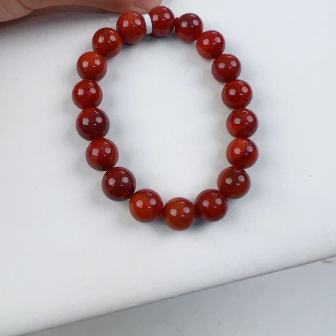 南红玛瑙瓦西圆珠单圈11mm未镶嵌