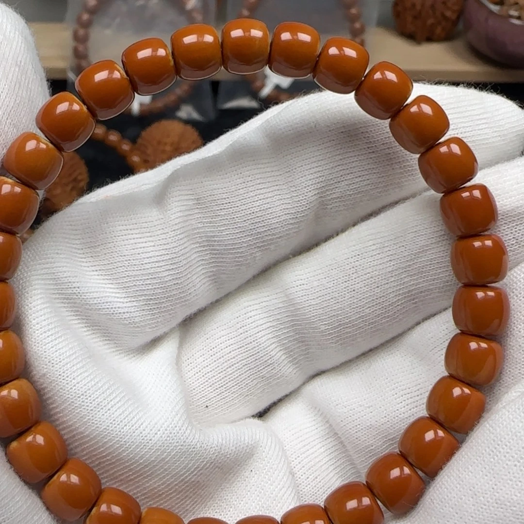 手串橄榄核老挝单圈极限弧三花面无白7.4mm