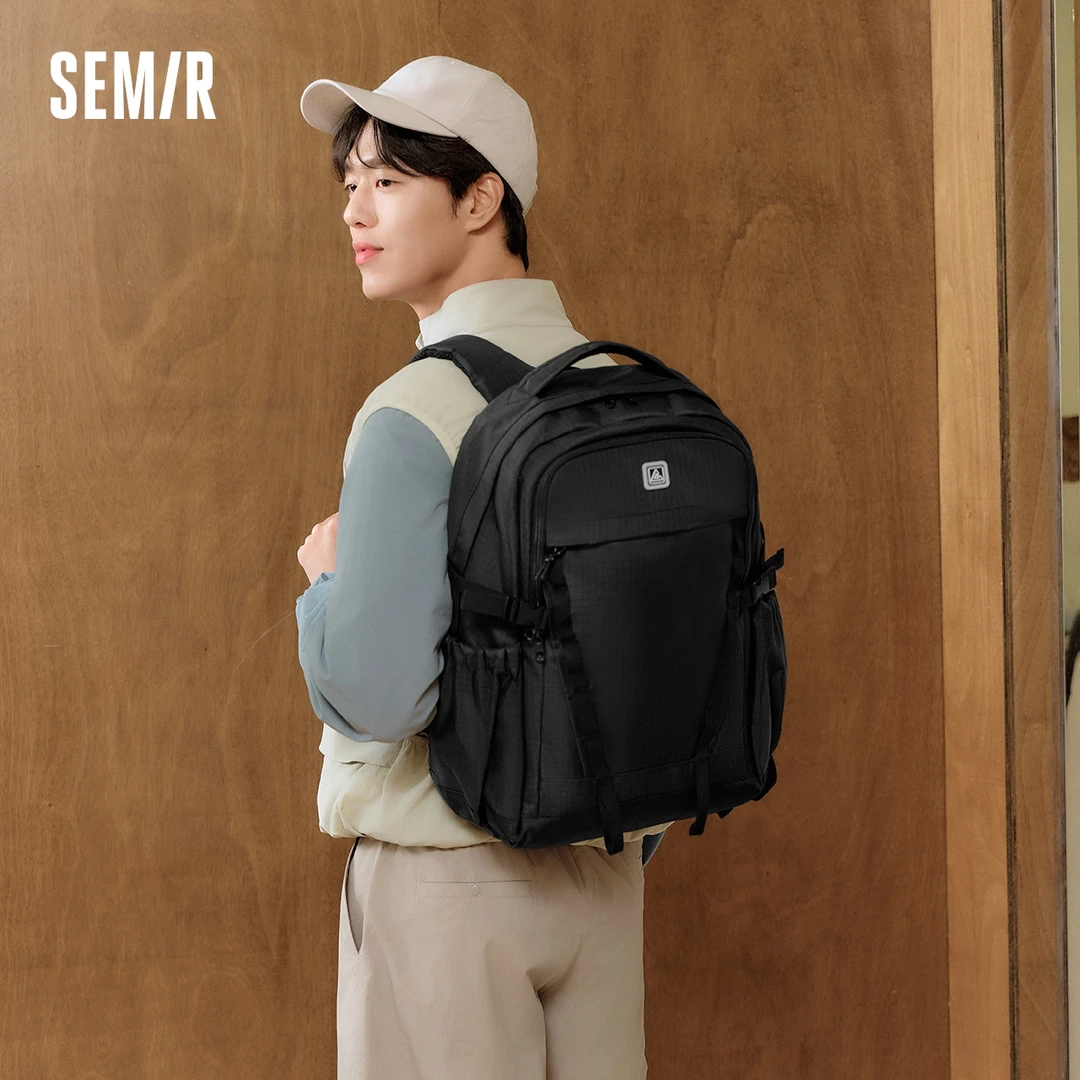 森马双肩包男2025新款多功能轻户外露营背包情侣大容量电脑包书包