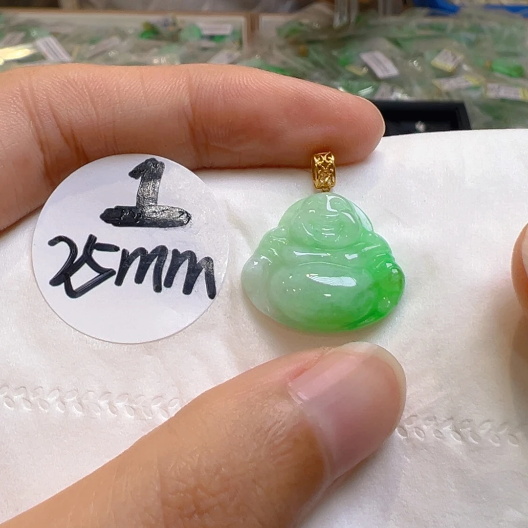 吊坠(不含链)18K金镶嵌翡翠