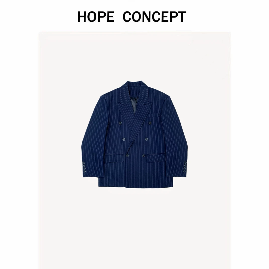 25009#HOPECONCEPT初春腔调感 定制精纺羊毛暗纹廓形西装