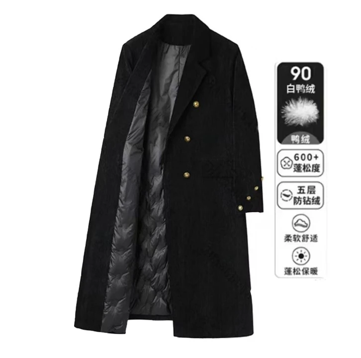 <03A>90白鸭绒中长款羽绒大衣时尚潮流保暖休闲加厚百搭羽绒大衣