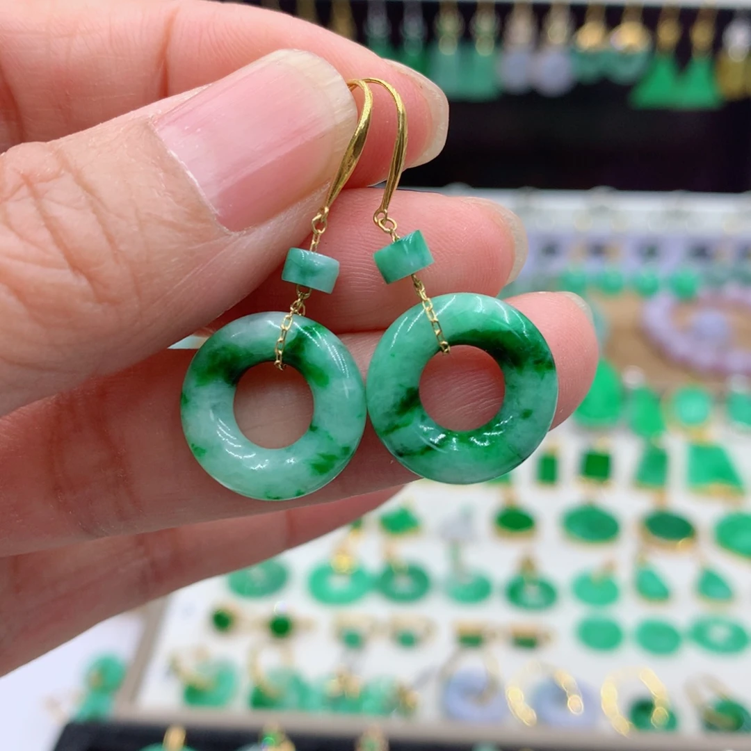 翡翠18K金镶嵌耳饰