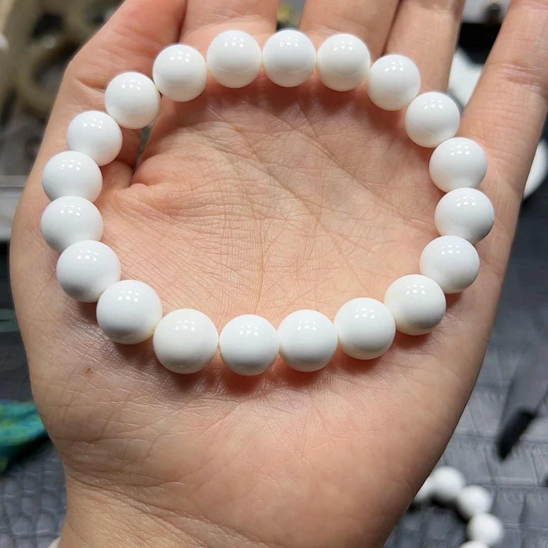 银S925镶嵌手链烟晶白车手串