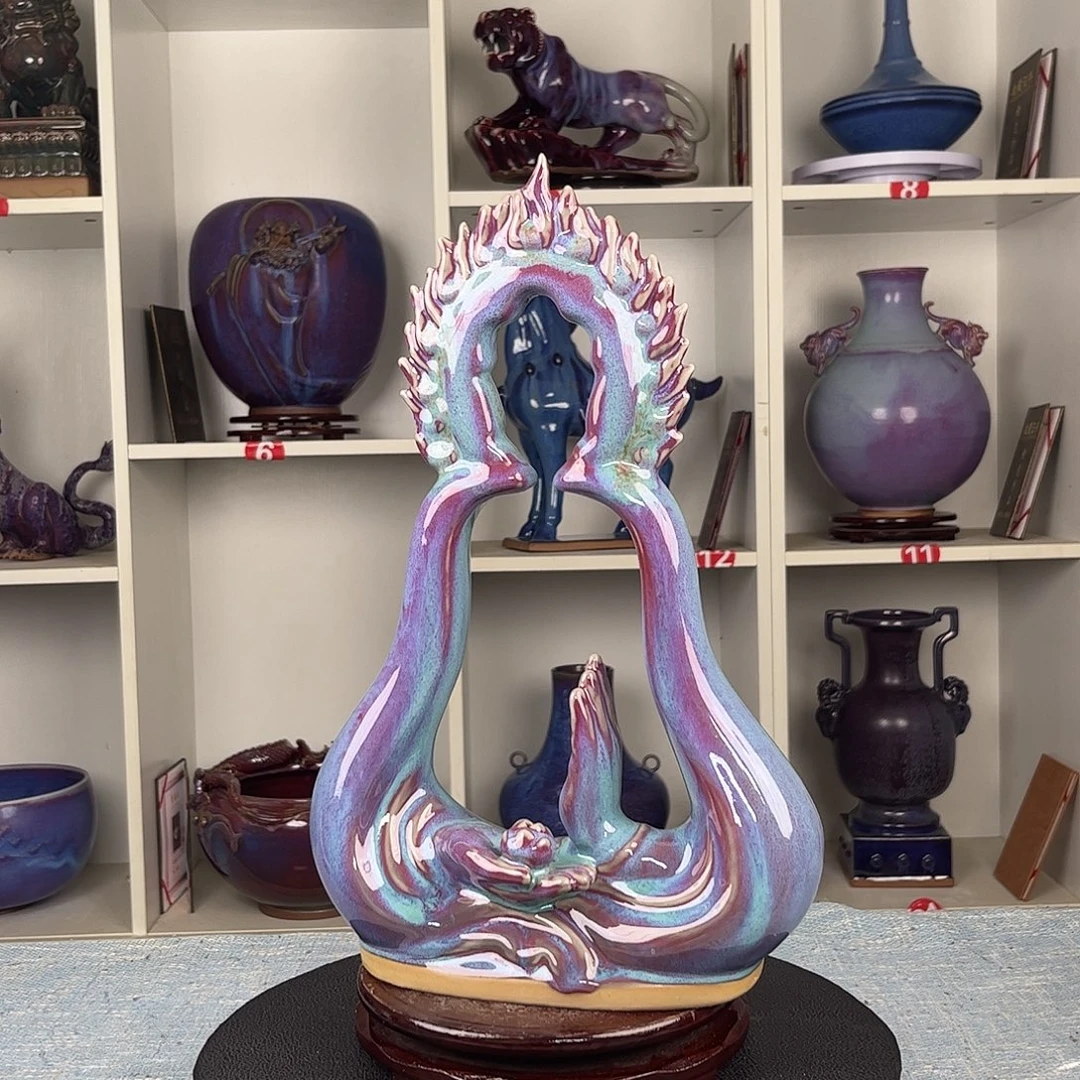 瓷片摆件……佛韵莲心……无礼盒证书