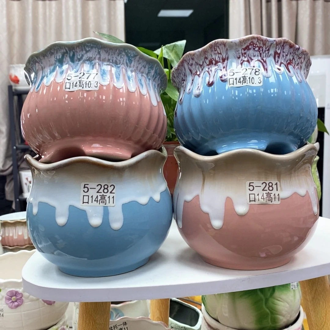 《直播间专享》网红多肉花盆陶瓷大花盆简约大口径粗陶创意宽口花盆