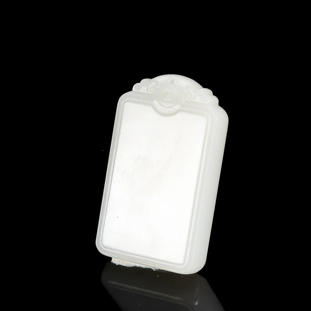 LOT.017羊脂白玉佛首平安无事牌/X3976