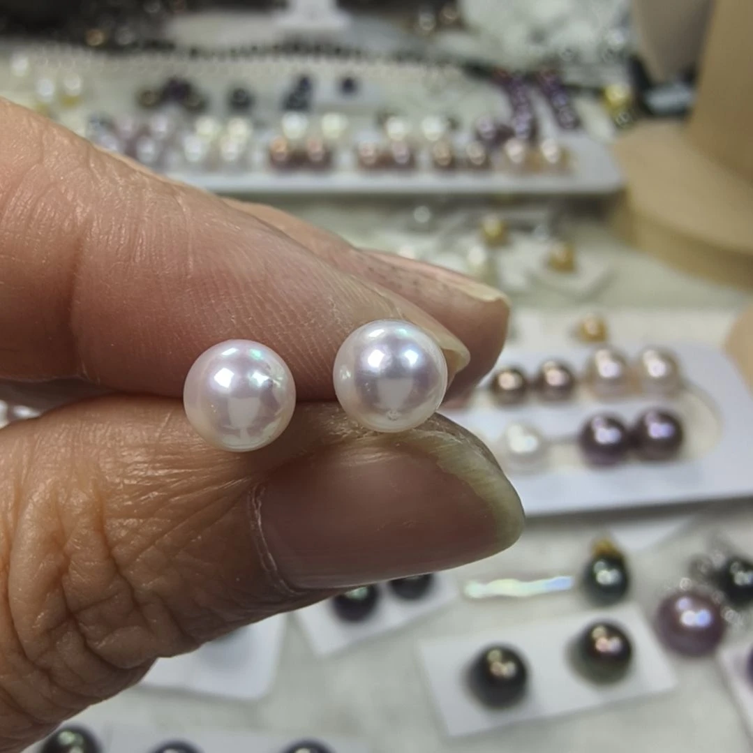 耳饰银S925镶嵌海水珍珠