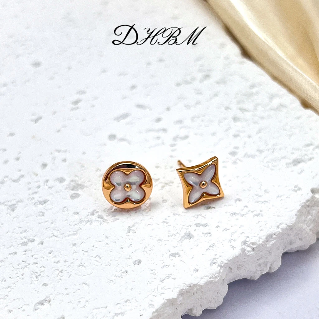 合金耳饰 【DHBM高定】CNC精工 四叶尖花轻奢耳钉耳饰