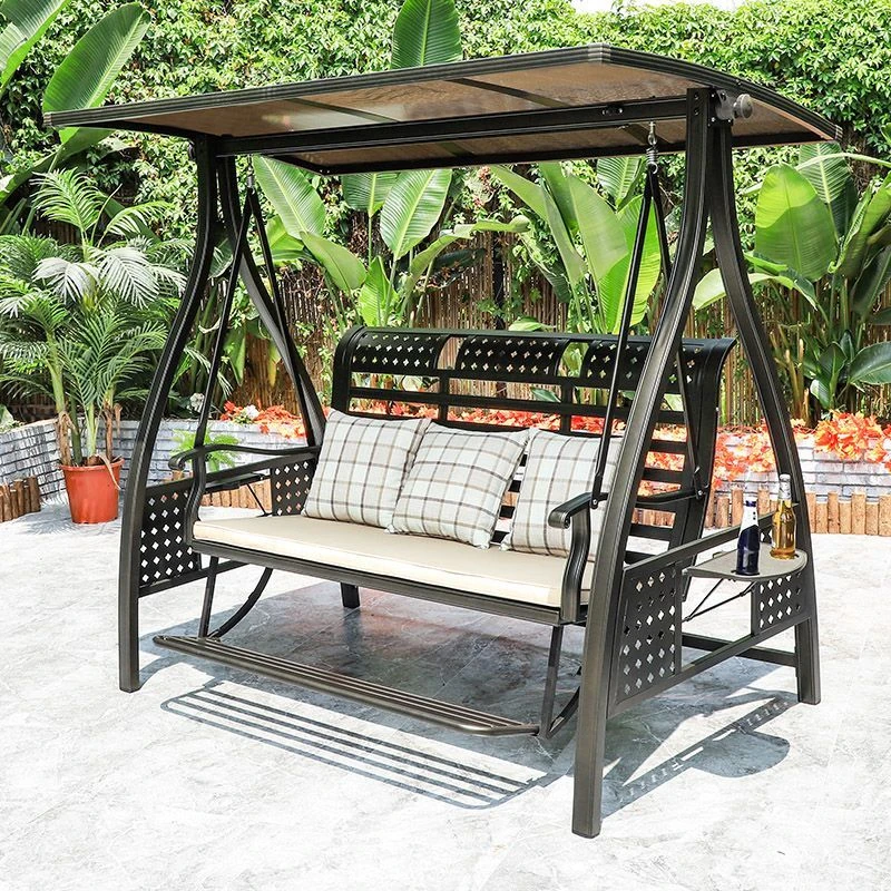 户外秋千铸铝合金太阳能吊椅子阳台室外摇椅双人休闲吊篮大人庭院