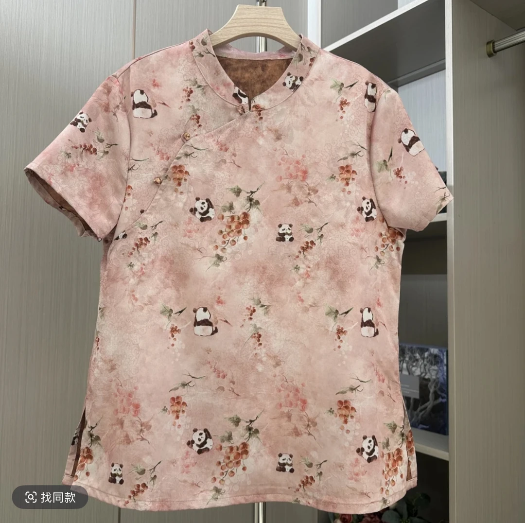 3368款【粉色熊猫】气质时尚短袖衫