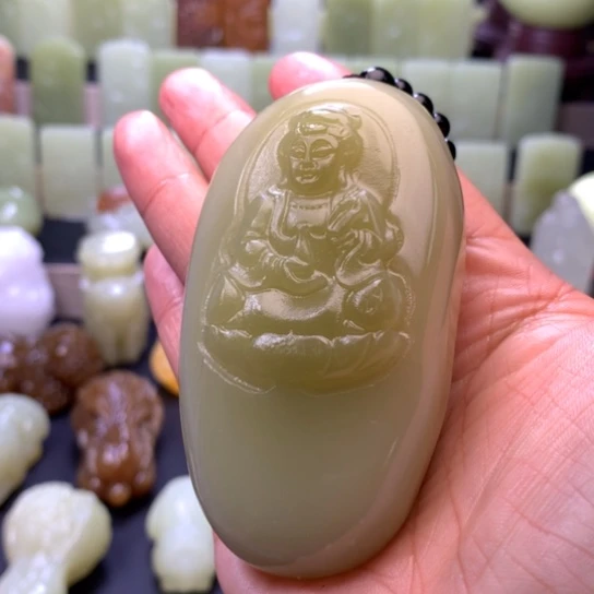 石材方解石手把件