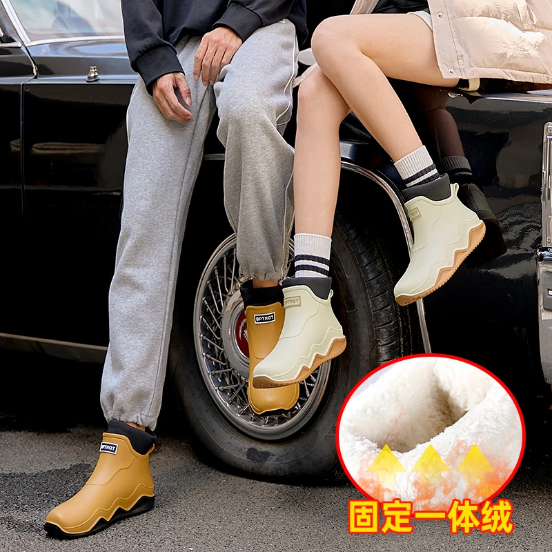 雨鞋男女新款时尚低帮雨靴外穿轻便防水防滑水鞋工作软底保暖胶鞋