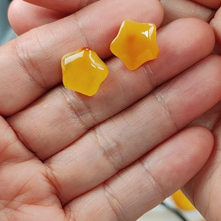 琥珀耳饰银S925镀金镶嵌