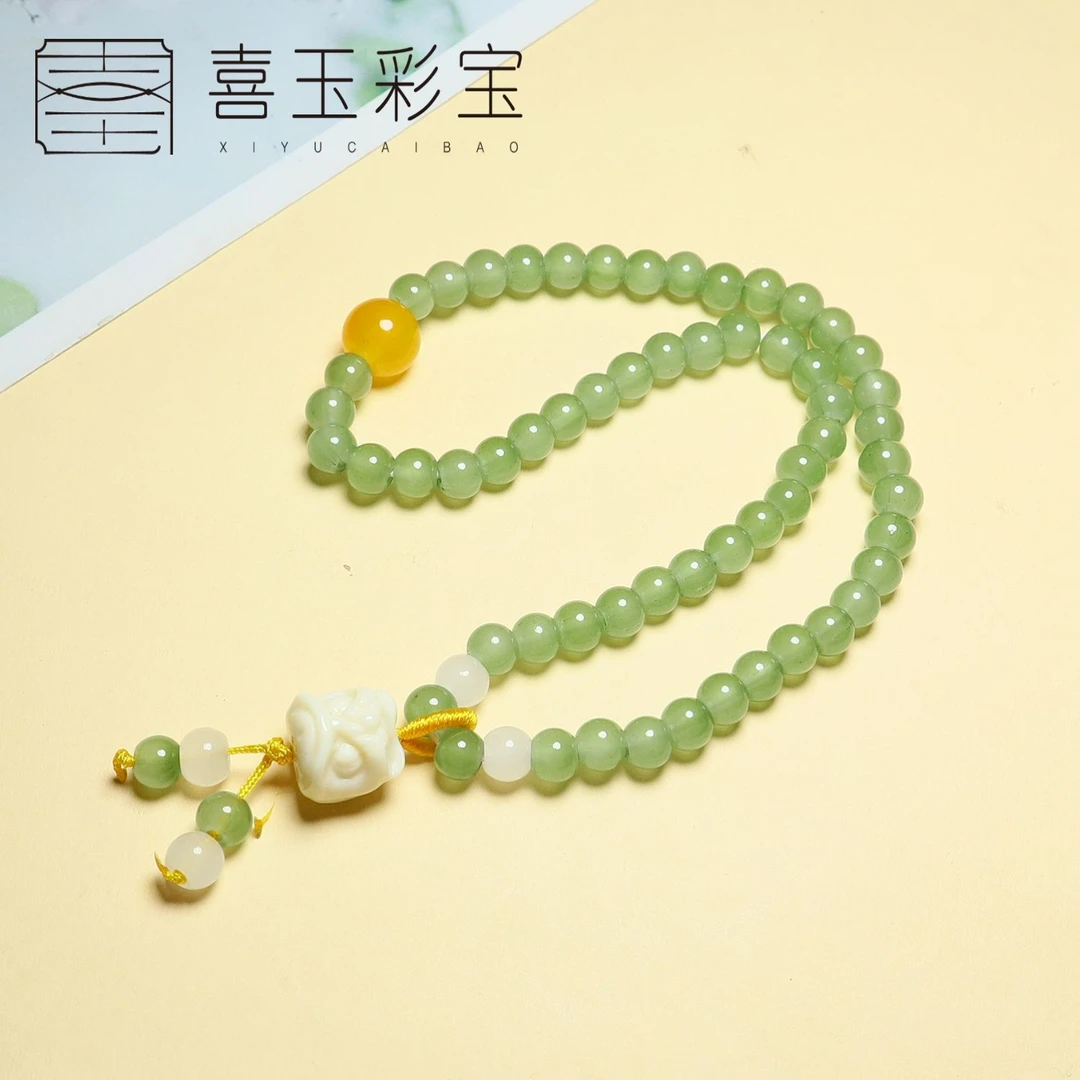 琉璃醒狮双圈叠戴串珠晴水色卡6mm男女简约款  1737