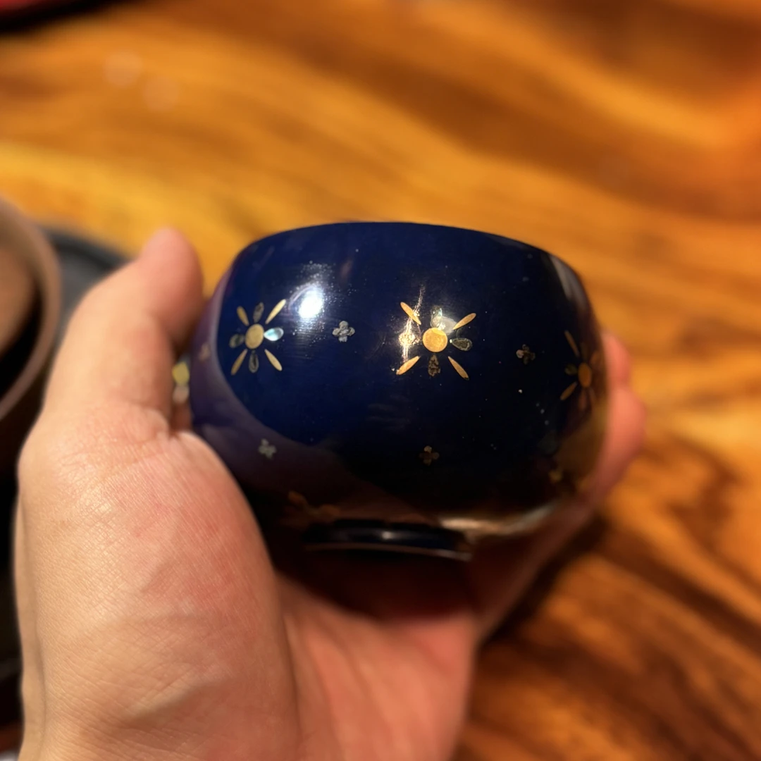 杯子水杯大漆杯子蓝色镶嵌工艺