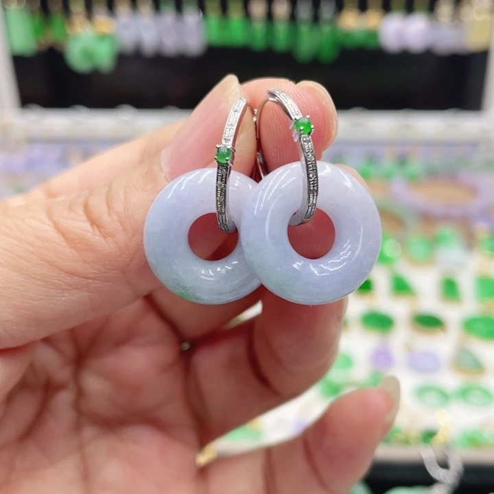 翡翠18K金镶嵌耳饰