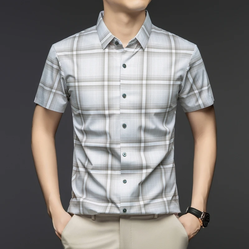 夏季男士商务休闲时尚百搭潮流男衬衣高档无痕不变形不起球男衬衫