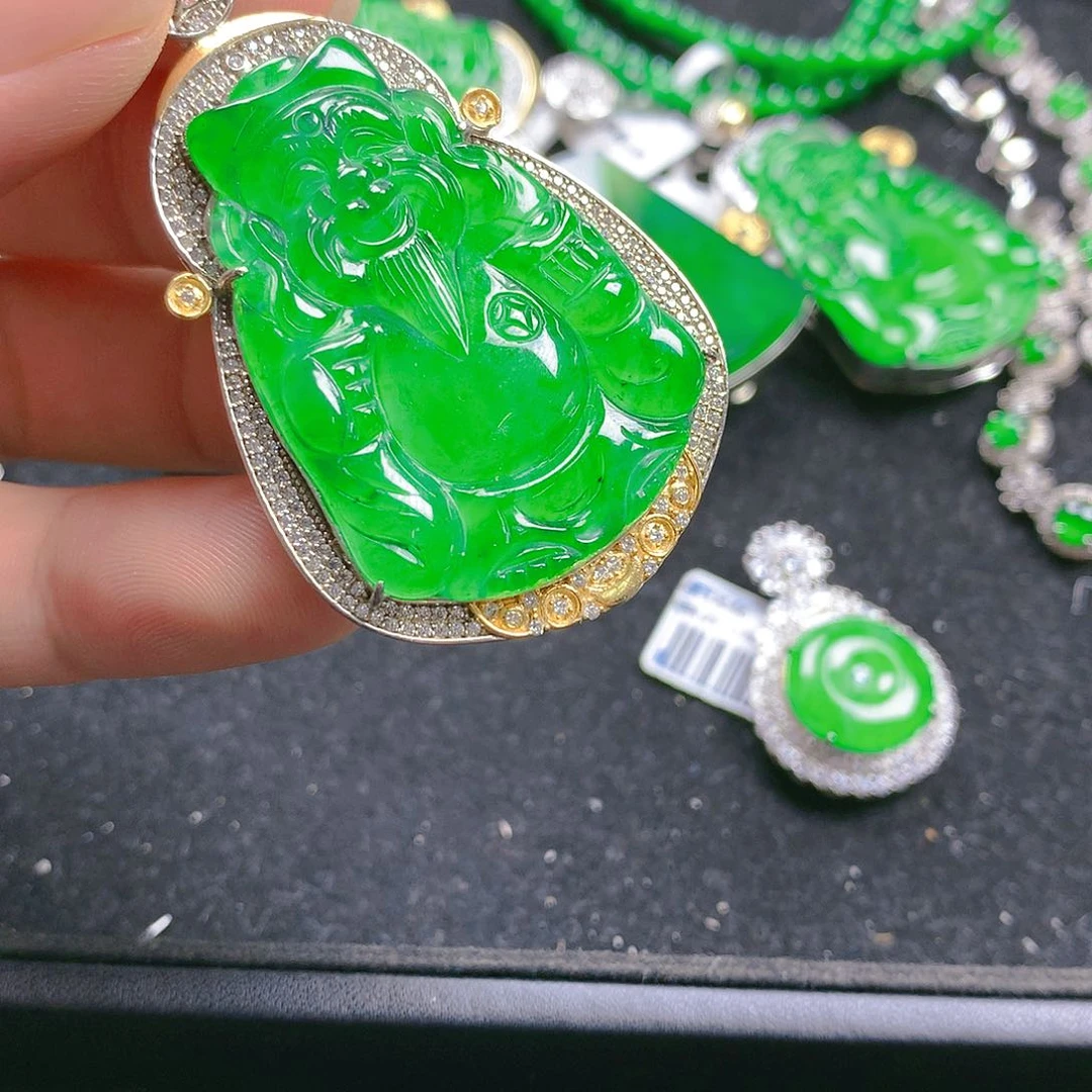 吊坠(不含链)银S925镶嵌翡翠翡翠