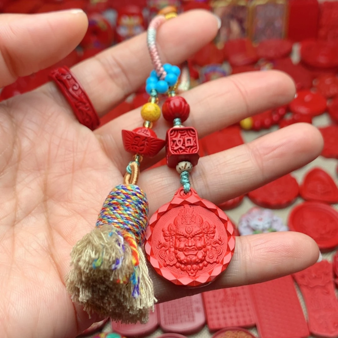 天然辰砂工艺品朱砂钥匙扣包包挂