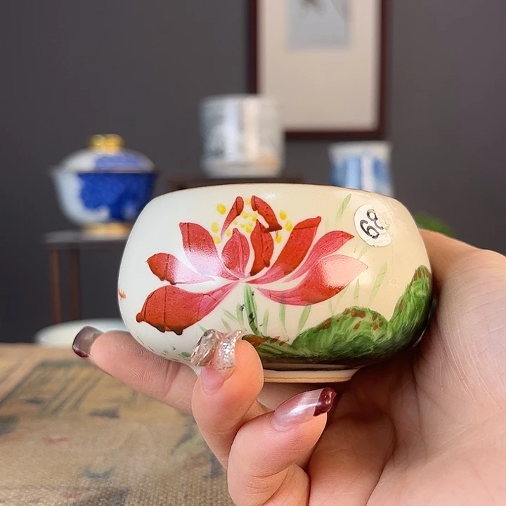 摆件景德柴烧茶杯多人