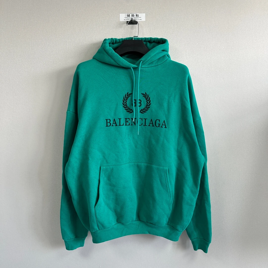 未使用 Balenciaga/巴黎世家 湖水绿麦穗帽衫/M码/全新带吊/7100