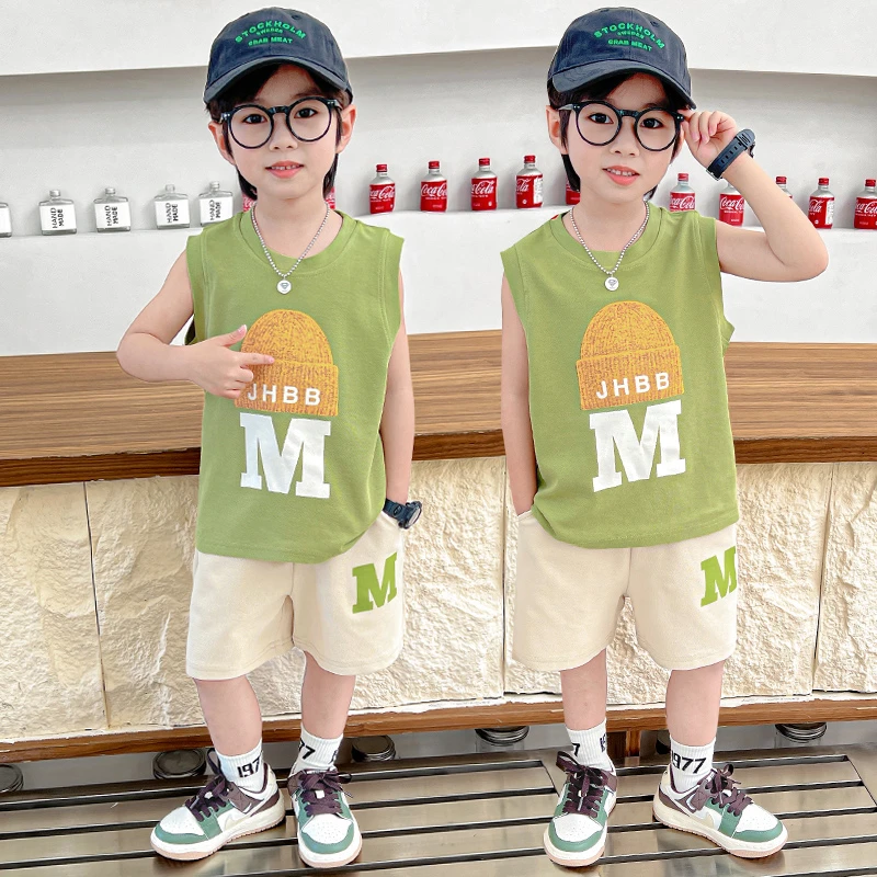 儿童套装男童夏装背心2025新款宝宝夏季套装无袖奥特曼男童衣服