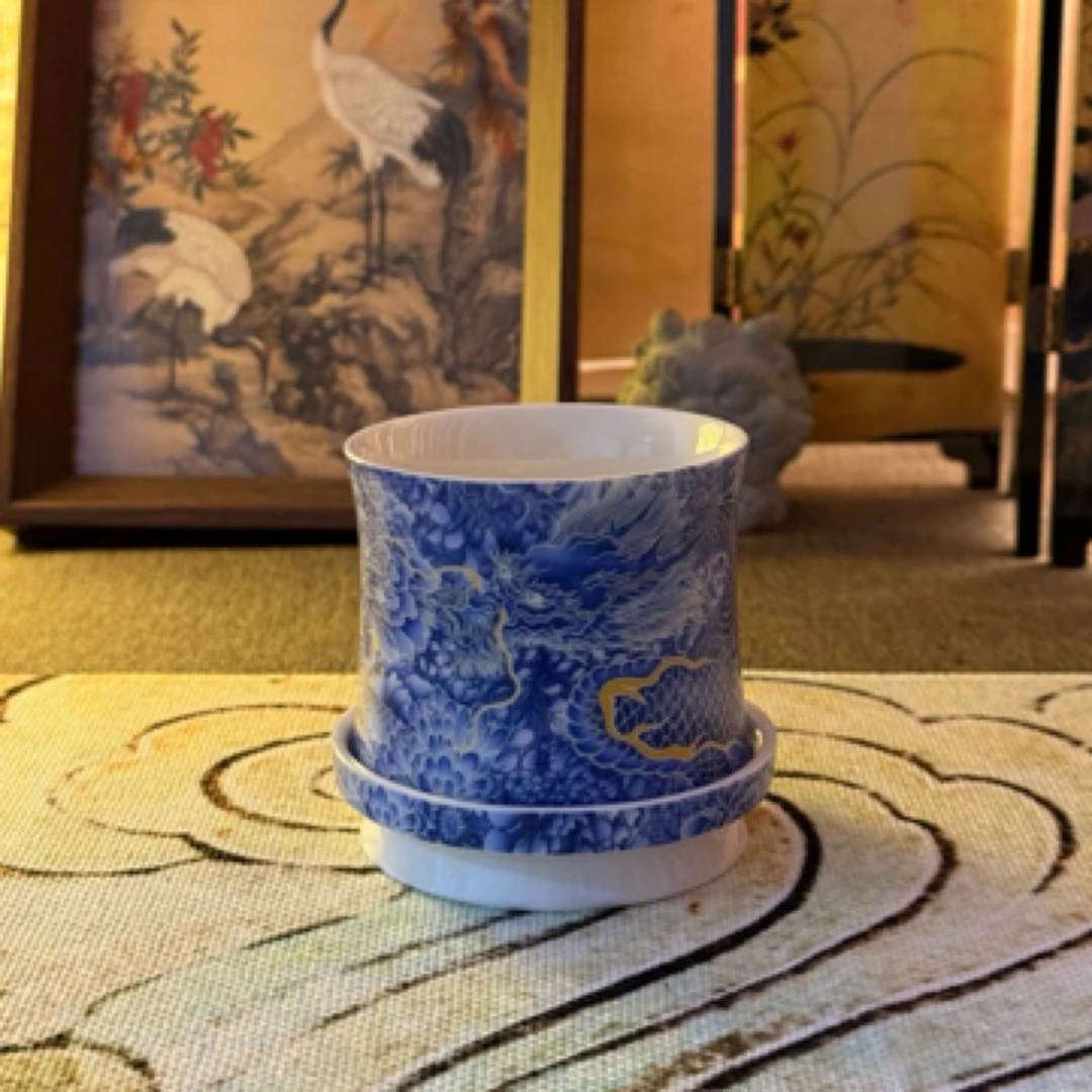 中式陶瓷转转杯景德镇羊脂玉瓷个人杯送礼客杯