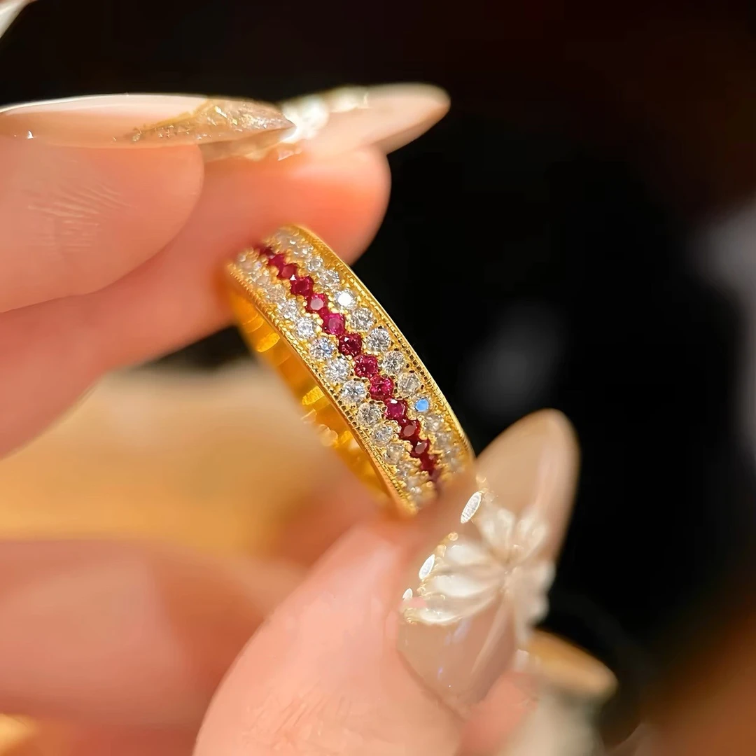 铜合金锆石戒指 新中式国潮风奢华复古造型【闪动蔷薇·和合戒指】