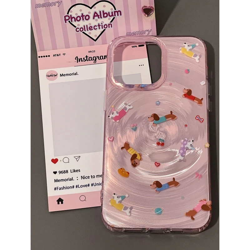 奥菲顿粉底漩涡腊肠狗适用iPhone16/15p苹果旋风手机壳14/13/12套