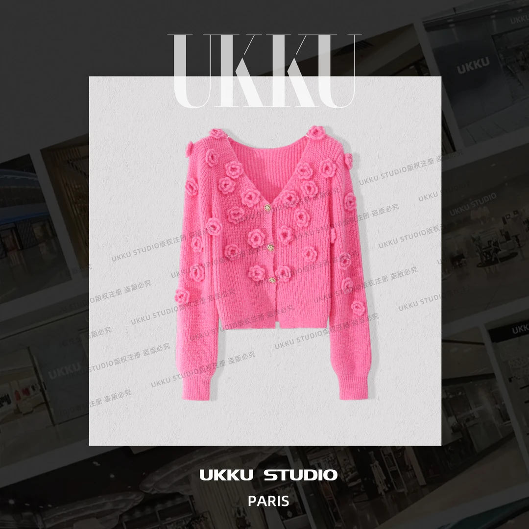 秀秀【UKKUSKUDIO】小众设计感温柔风修身针织毛衣315031