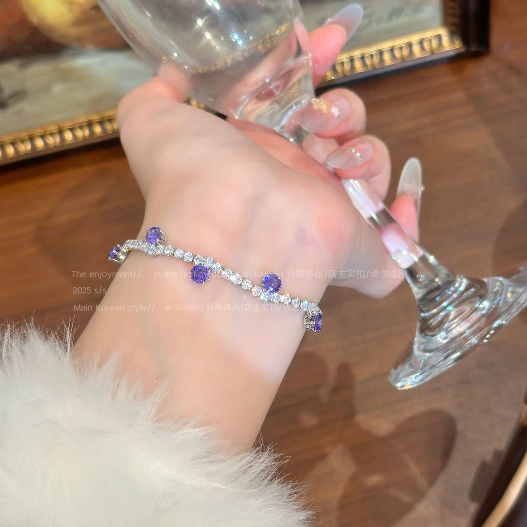 铜合金手链 B148 优雅精致紫色圆圈手链高级感韩系轻奢气质百搭款