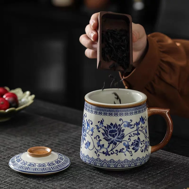 黄汝缠枝莲办公杯rymhlqbcl