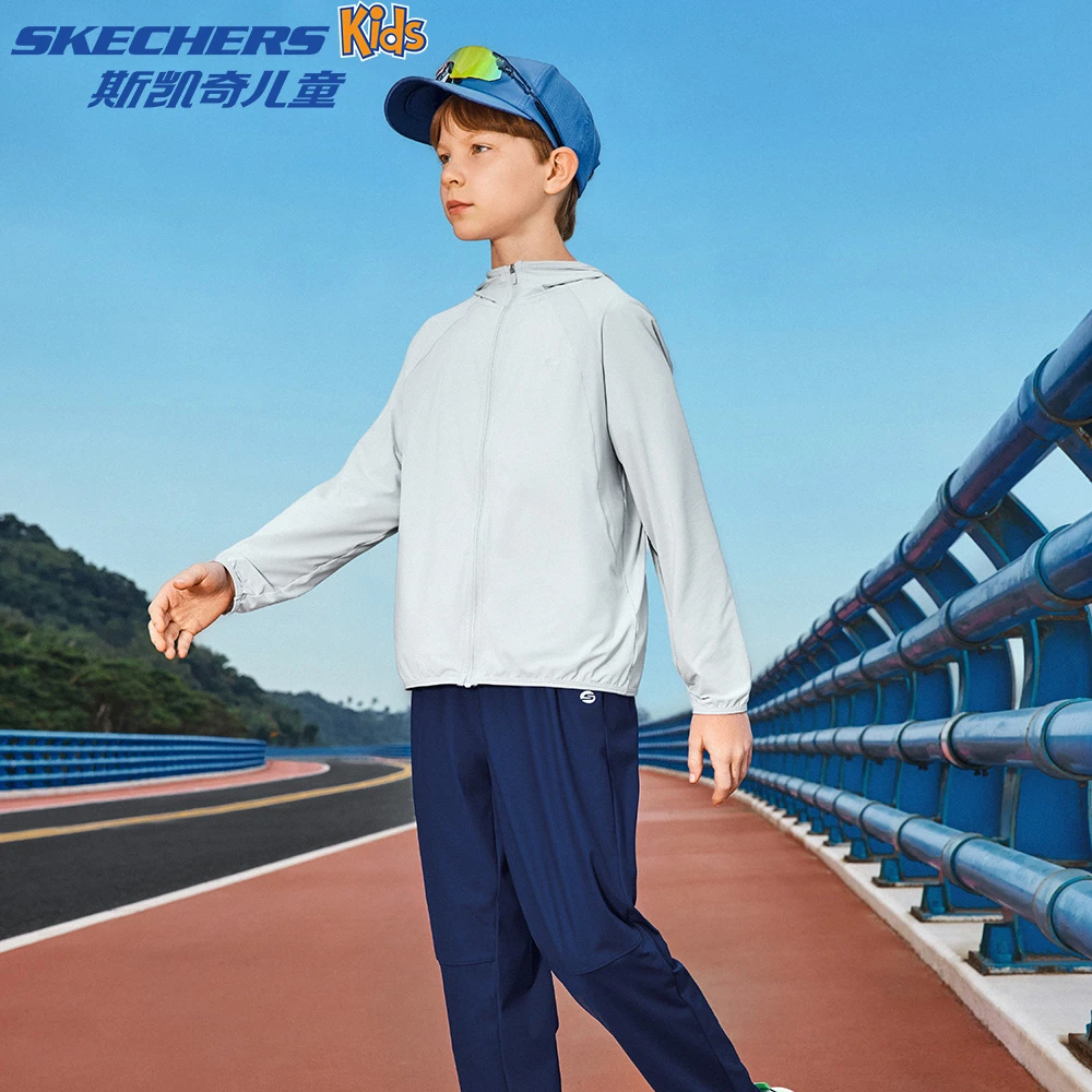 斯凯奇官方童装男女童夏季透气速干薄款防晒服外套P225K088
