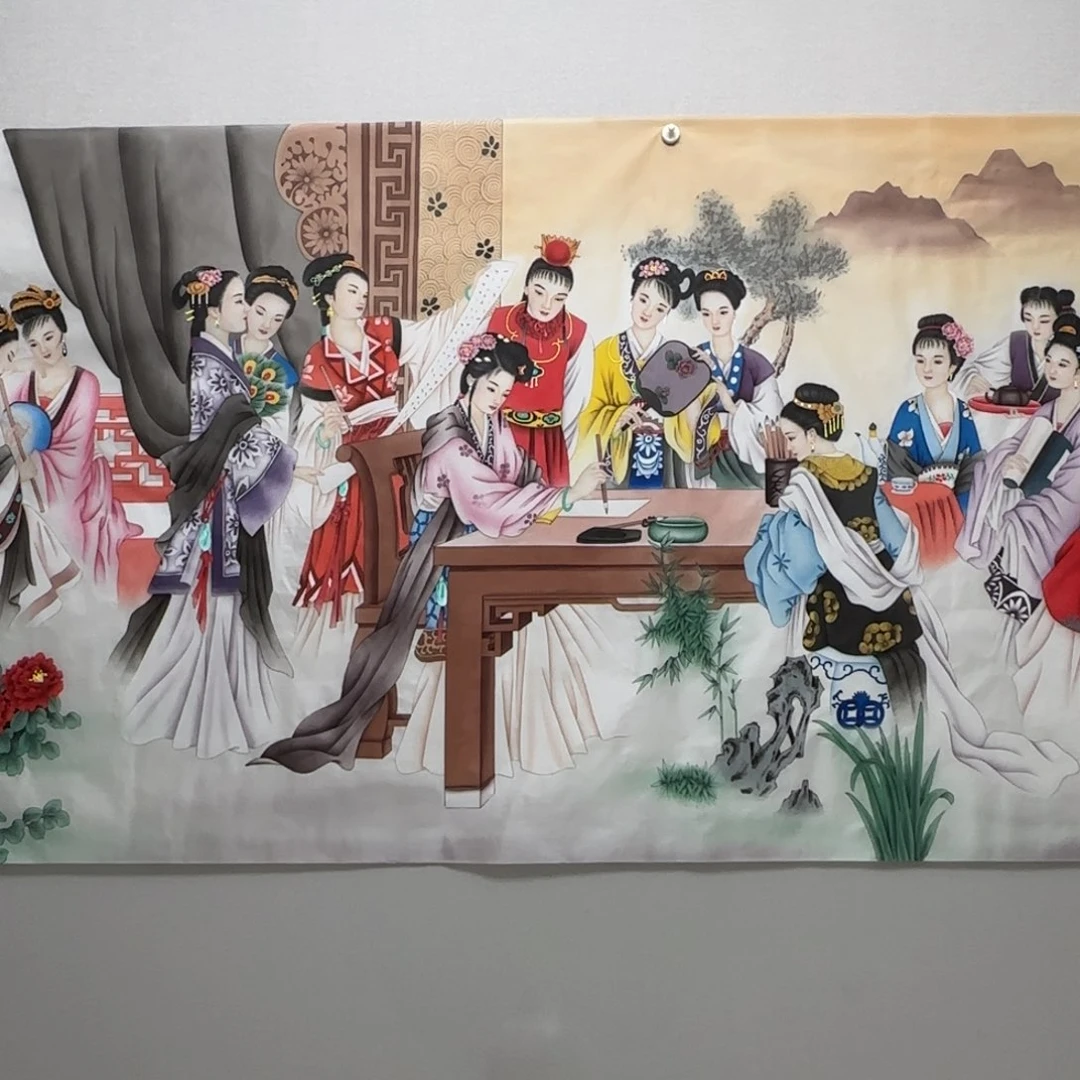 国画绢本工笔大尺寸红楼梦贾敏