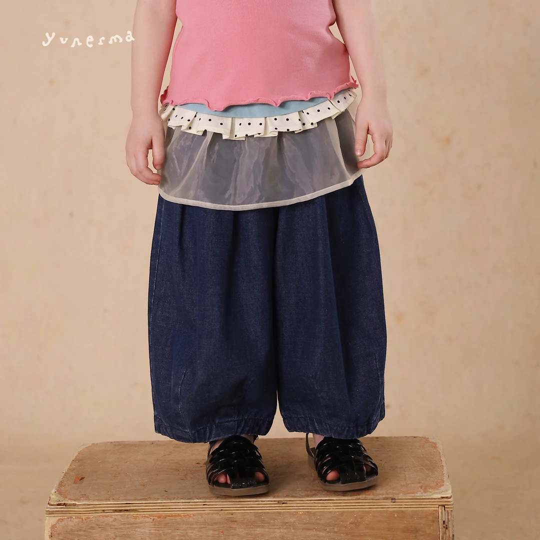 幼儿园宝宝经典百搭束口九分裤允儿妈女童夏季洋气灯笼牛仔裤裤子