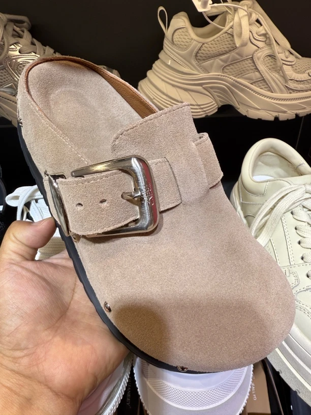 欧货勃肯鞋欧洲站2025春夏新款真皮女鞋厚底休闲包头外穿拖鞋半拖