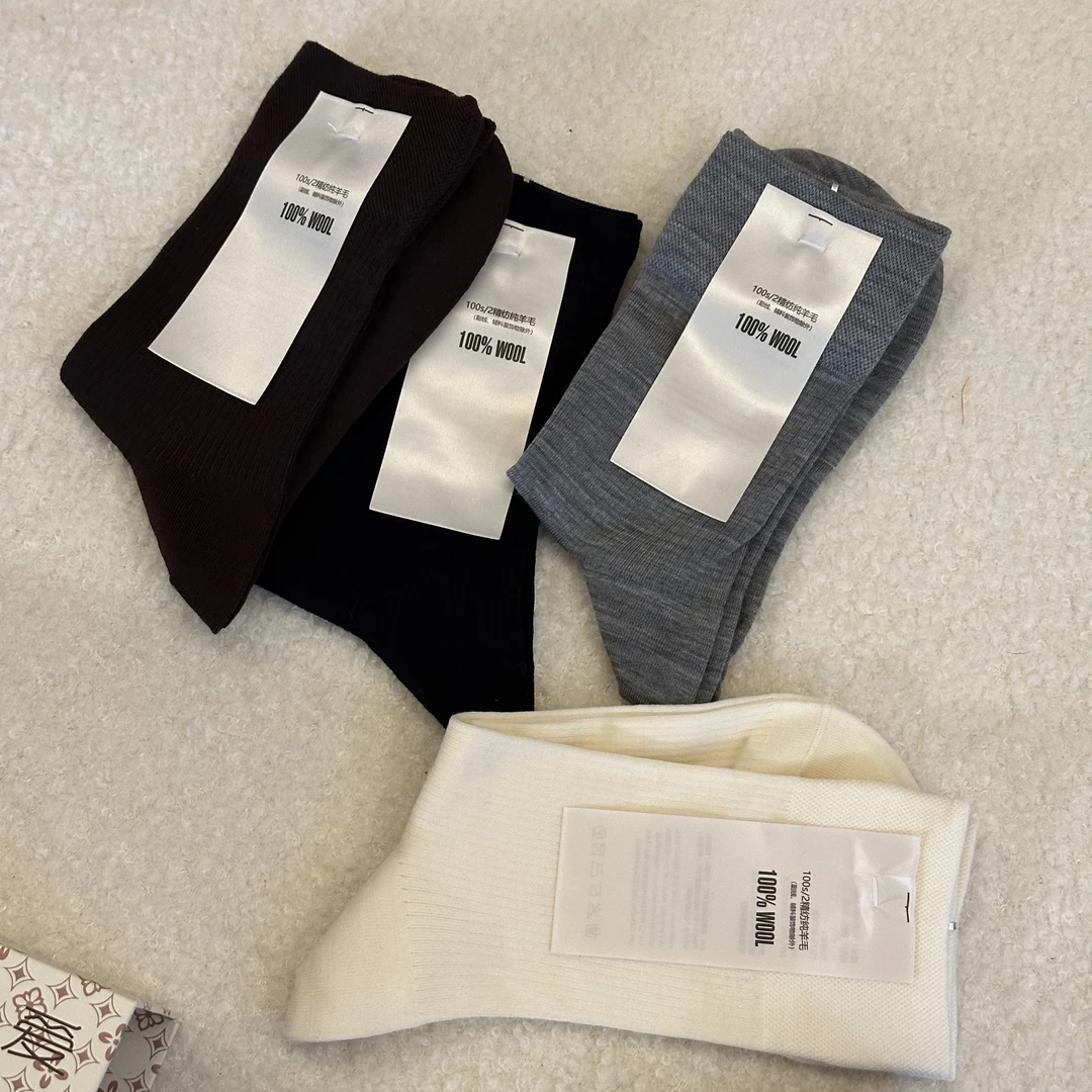 WMM四双美精纺羊毛袜秋冬百搭女士服饰配件薄款