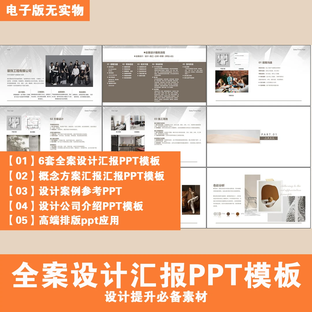【B024】室内设计家装全案设计汇报PPT模板