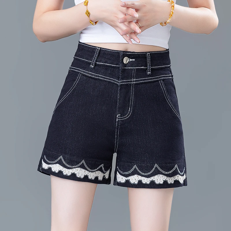 百搭胖mm高腰复古牛仔短裤女2025新款夏季薄款a字原创辣妹热裤子
