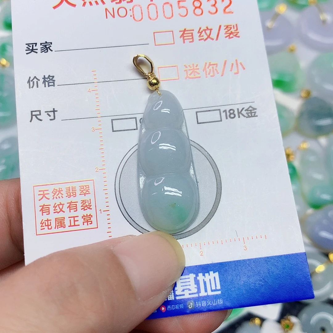 翡翠18K金镶嵌颈饰豆子