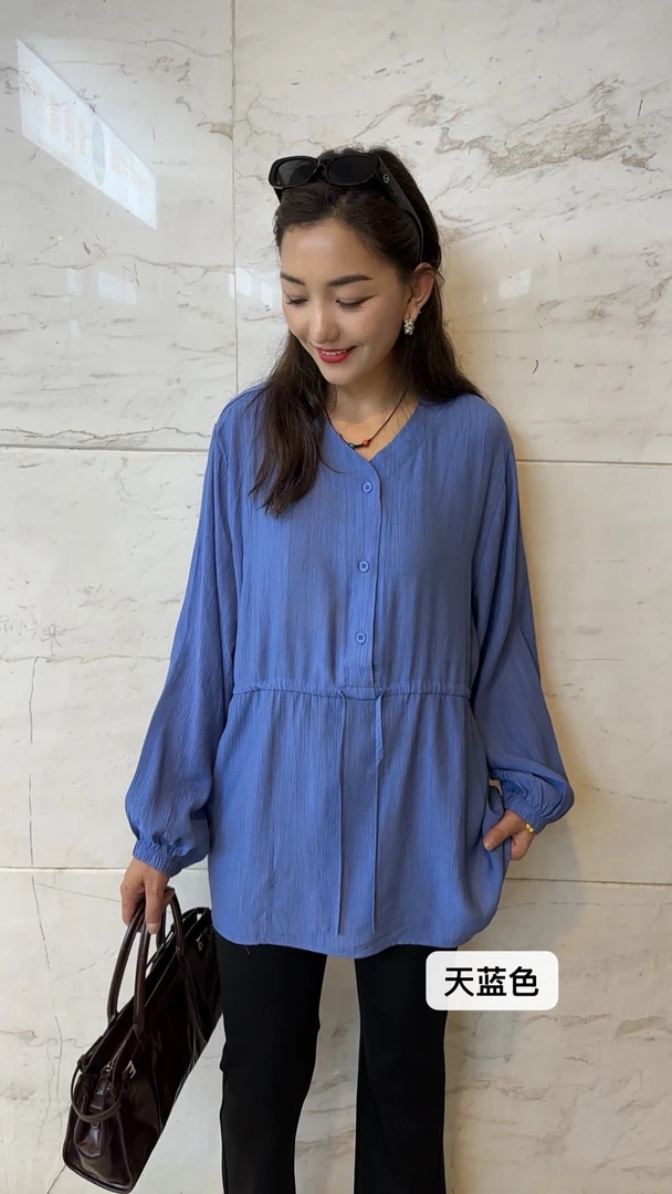 春季流行时尚V领衬衣