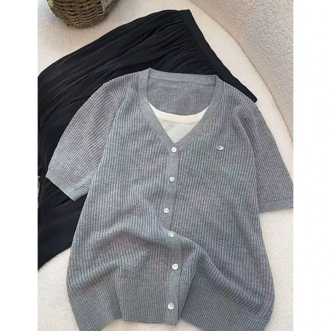 丽丽家~贝壳假两件气质时尚百搭薄款上衣