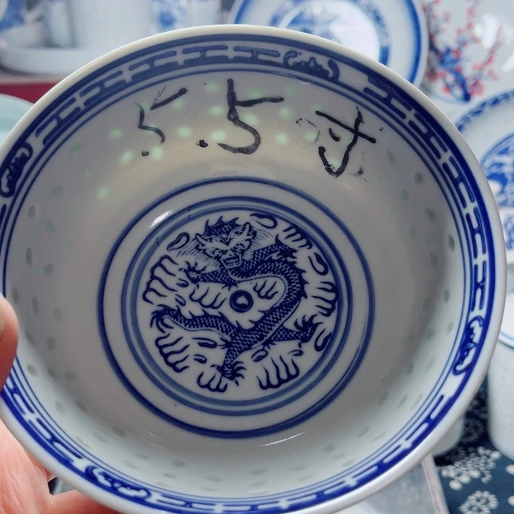 青花玲牡5.5寸饭碗龙纹