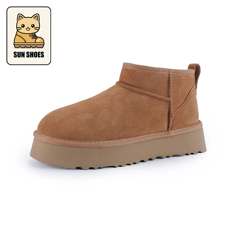 【无标冬雨mini】4cm厚底皮毛一体雪地靴2024新款加厚防滑爆款棉鞋