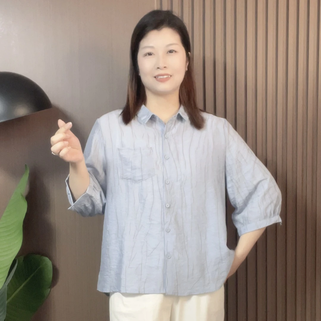 2025衬衫新款夏季气质时尚减龄百搭休闲衬衣显瘦宽松翻领上衣